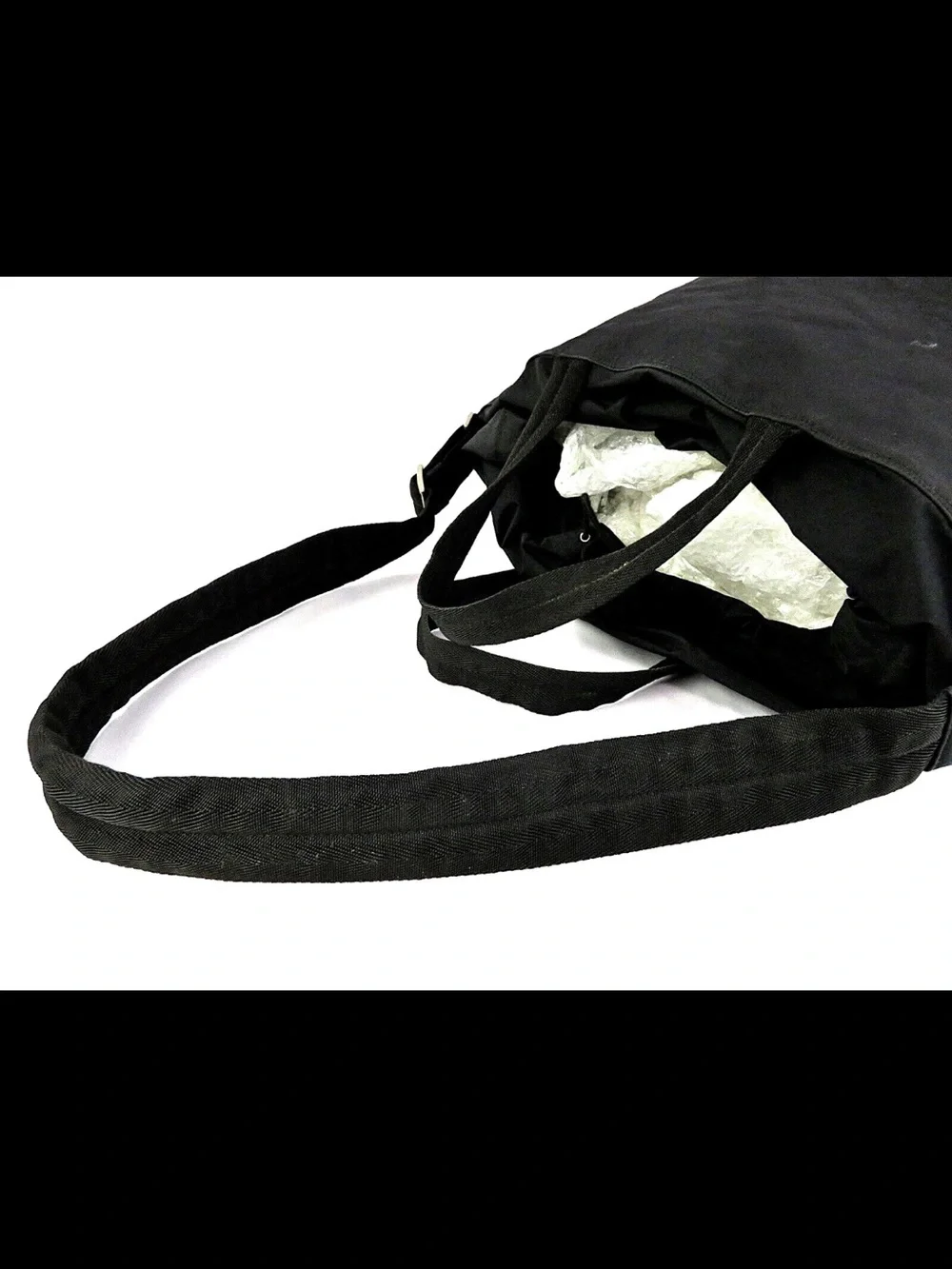 Prada Black Canvas Duffel Tote with Adjustable Strap